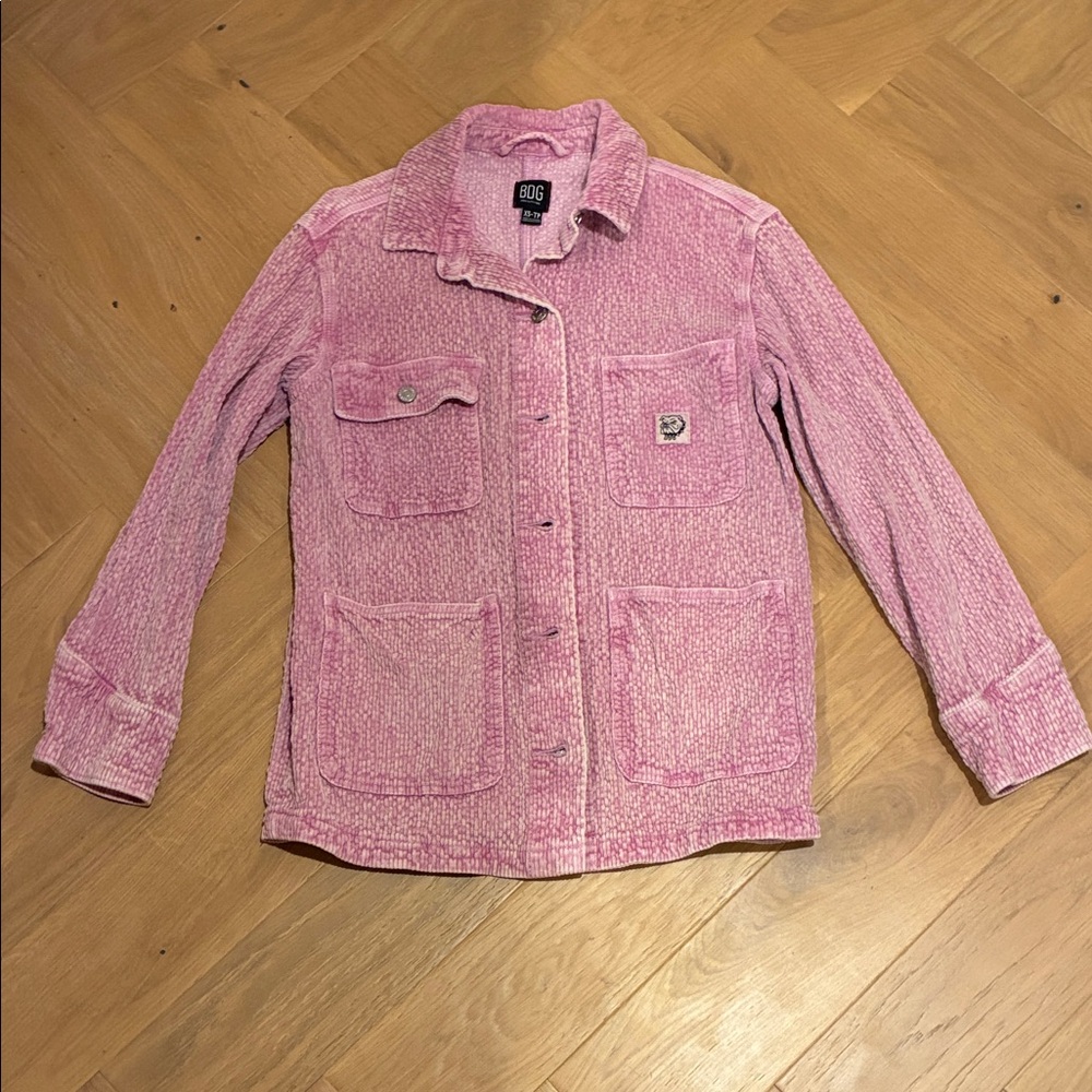 Pink Textured Button-Up Jacket - image 1